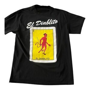 El Diablito Lotería Graphic Tee Black Latin Tarot Style Shirt